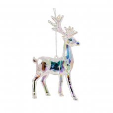 Χριστουγεννιάτικος Ακρυλικός Τάρανδος Διάφανος με Ασημί Στρας (15cm) 